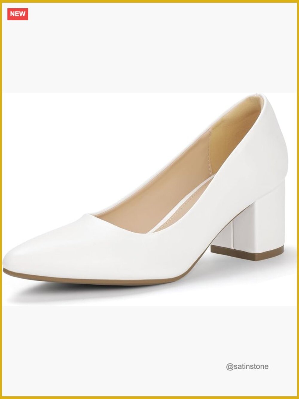 Low Chunky Block Heel Pumps with Pointed Toe, Cushioned Insole for Work